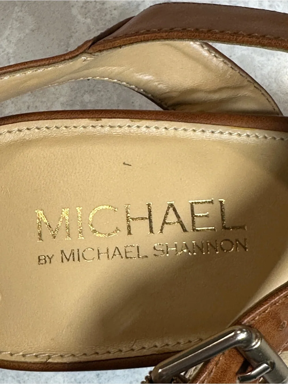 Michael Shannon Tan Braided Ankle-Strap Sandals